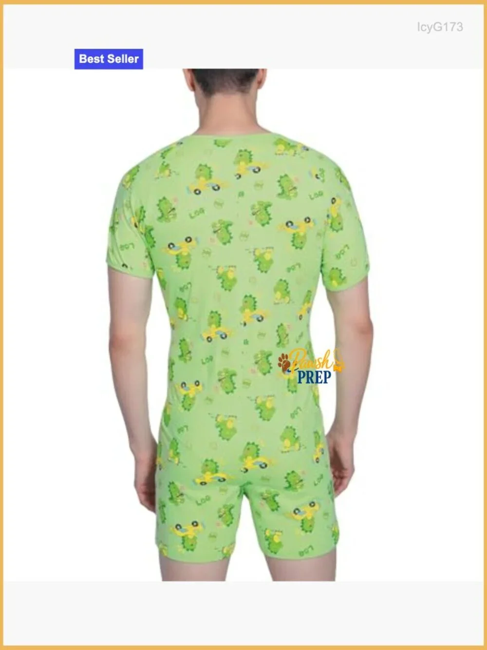 Men's Dinosaur Print Cotton Romper One-Piece Pajamas with Snap Crotch